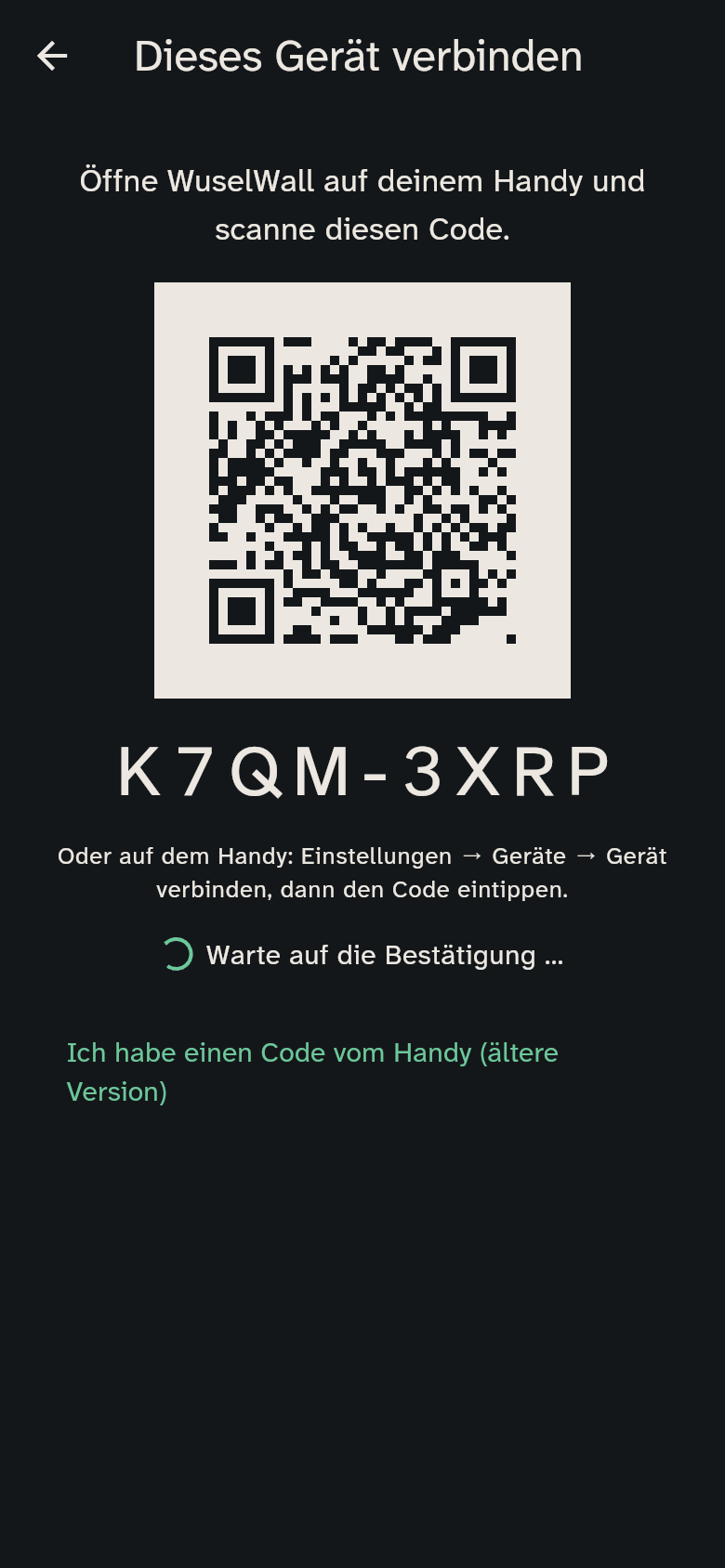 Neues Gerät zeigt QR-Code und Code