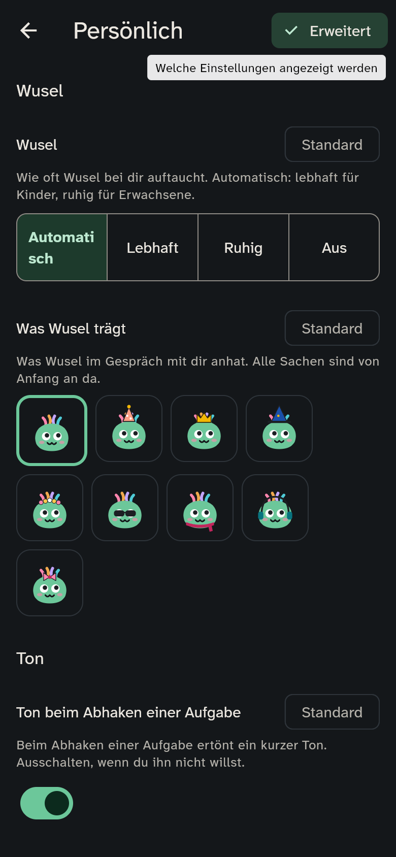 Persönlich mit Wusel und der Auswahl, was Wusel trägt