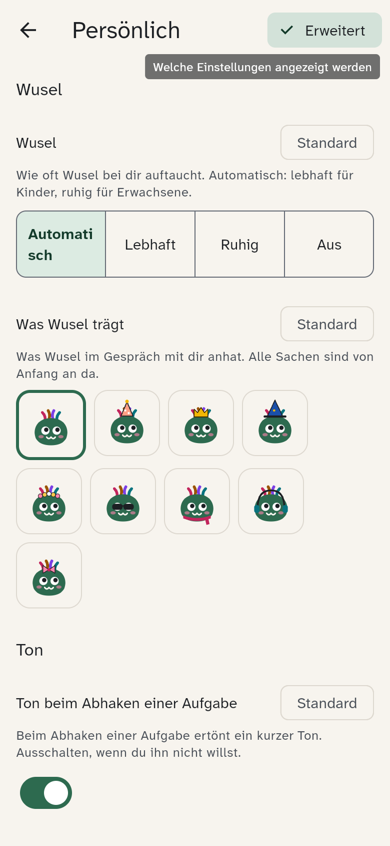 Persönlich mit Wusel und der Auswahl, was Wusel trägt