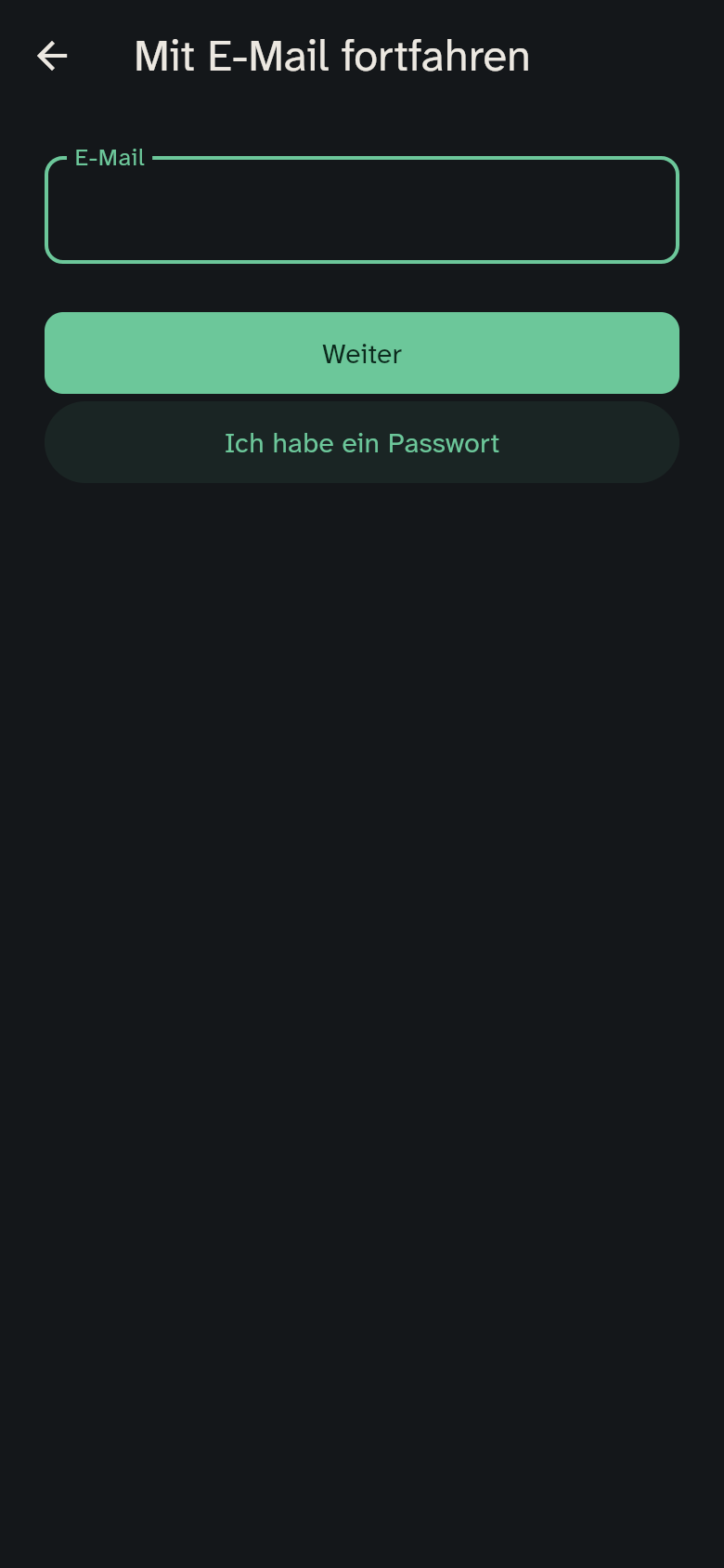 Anmeldung mit E-Mail