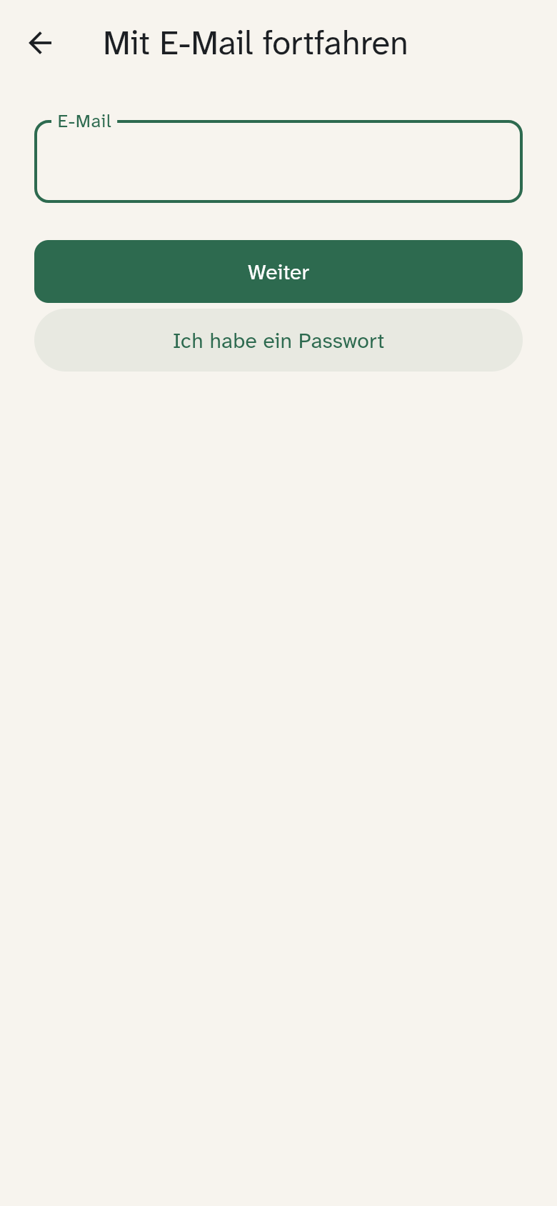Anmeldung mit E-Mail