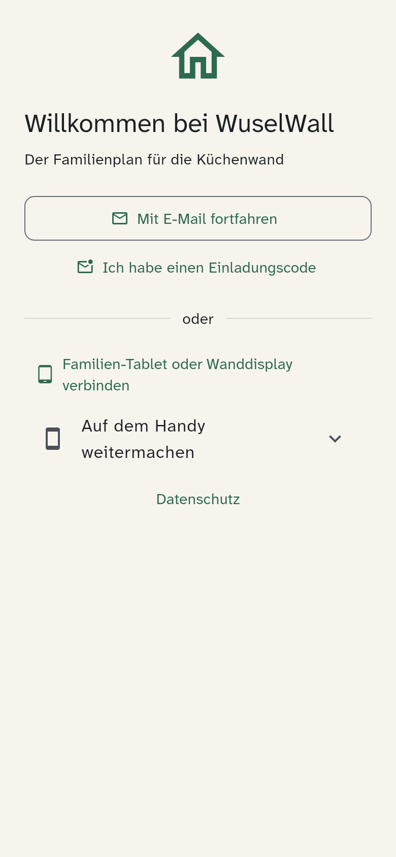 Startbildschirm von WuselWall
