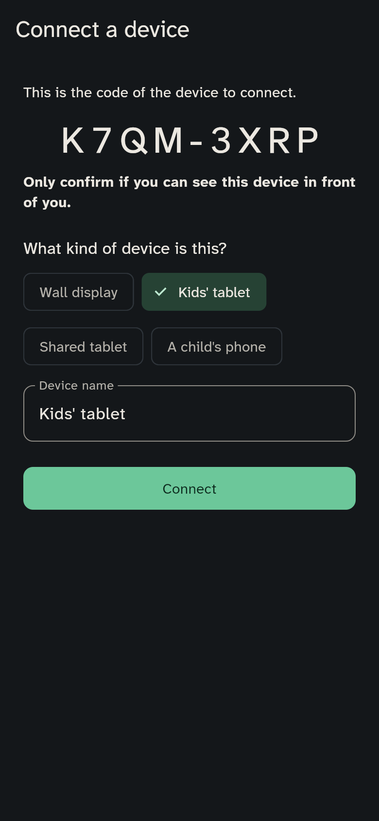 A guardian's phone: check the device and connect it