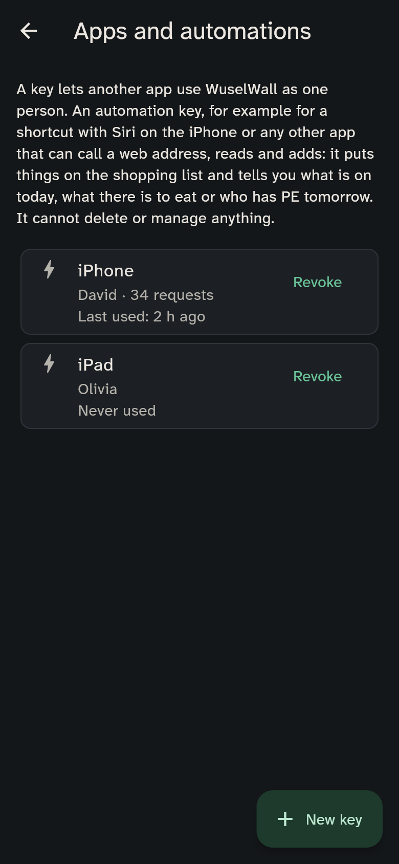 Settings → Apps and automations with two keys