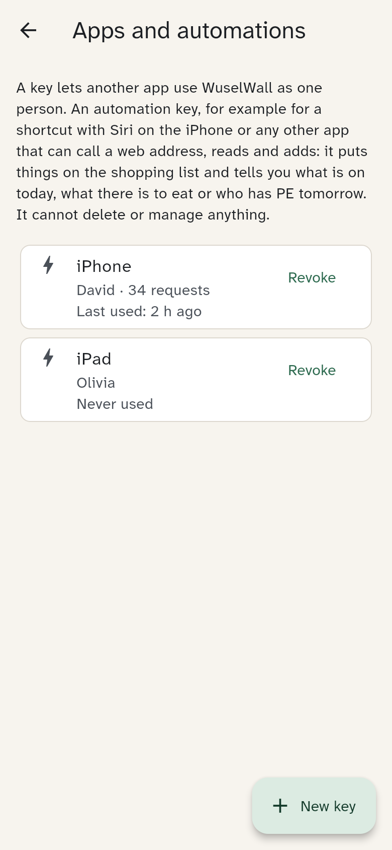 Settings → Apps and automations with two keys