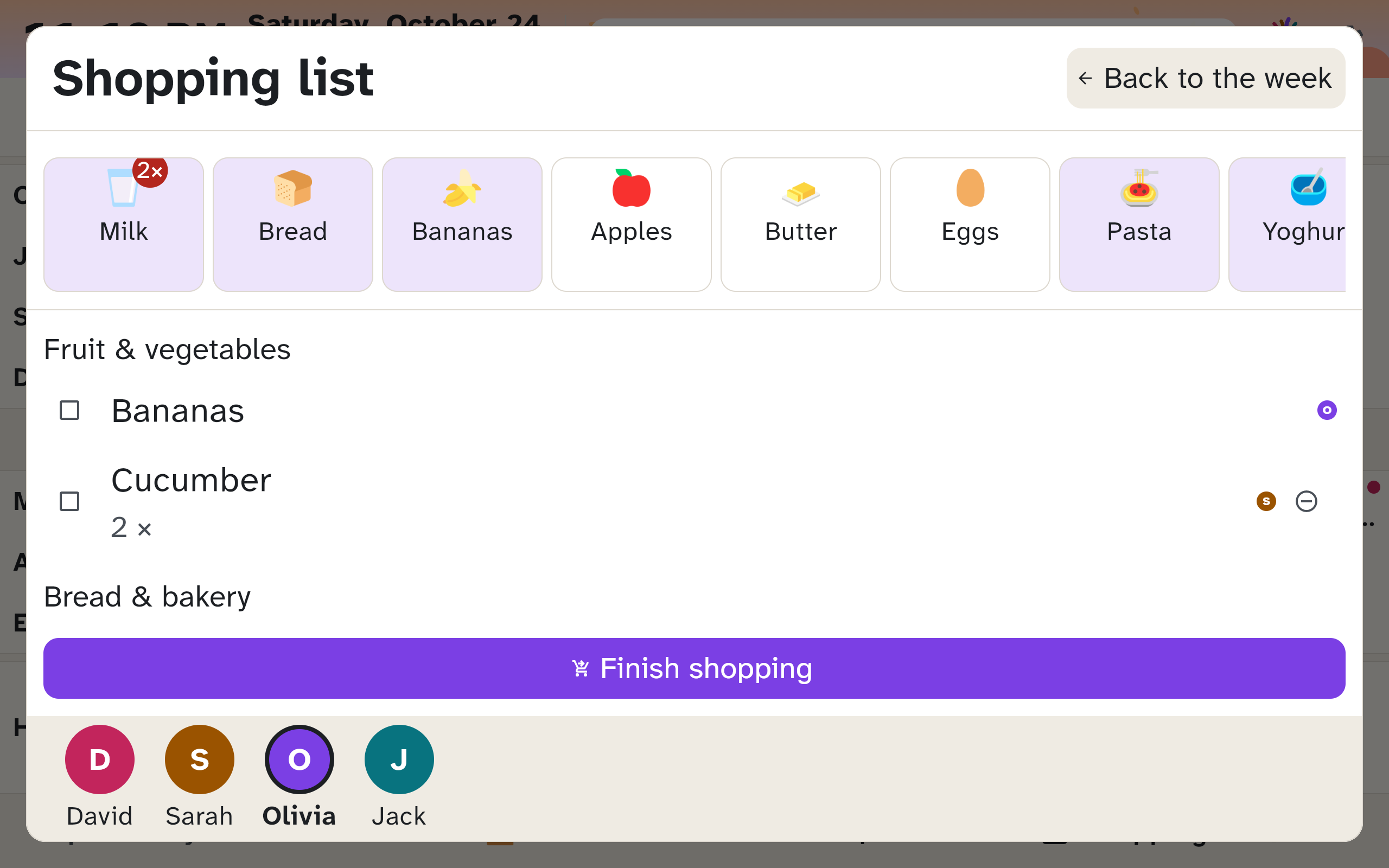Wall display with the shopping list