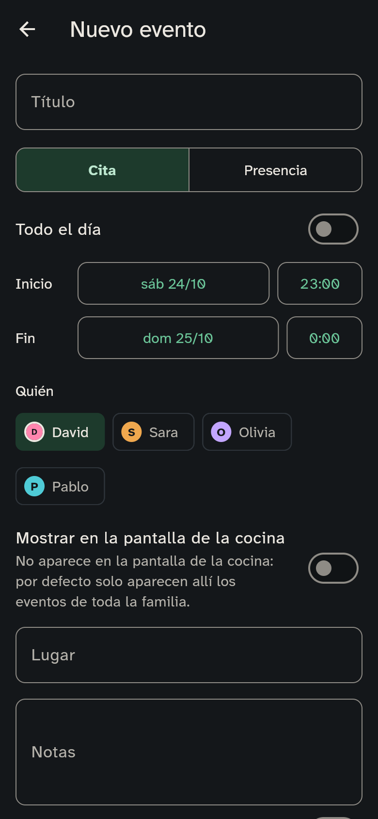 El editor con personas y repetición