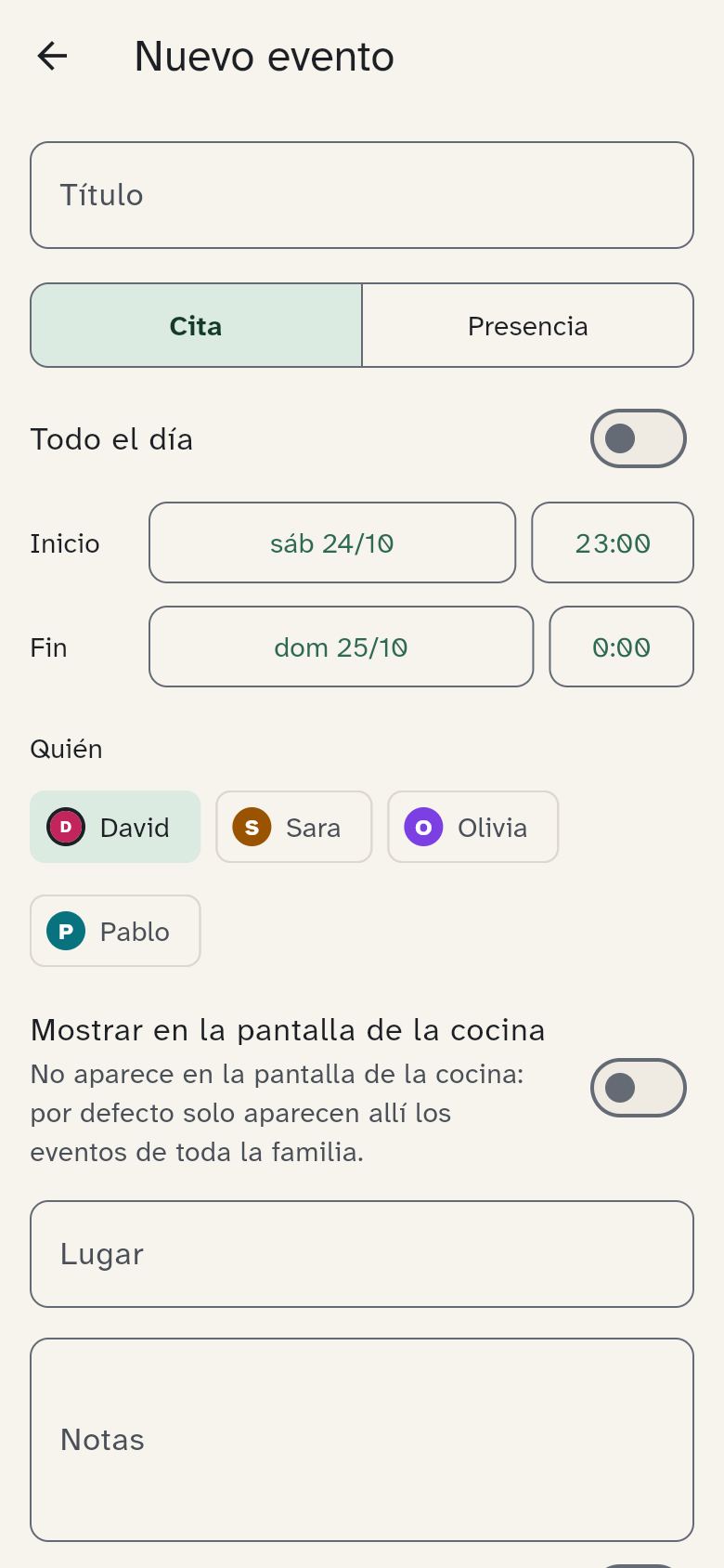 El editor con personas y repetición