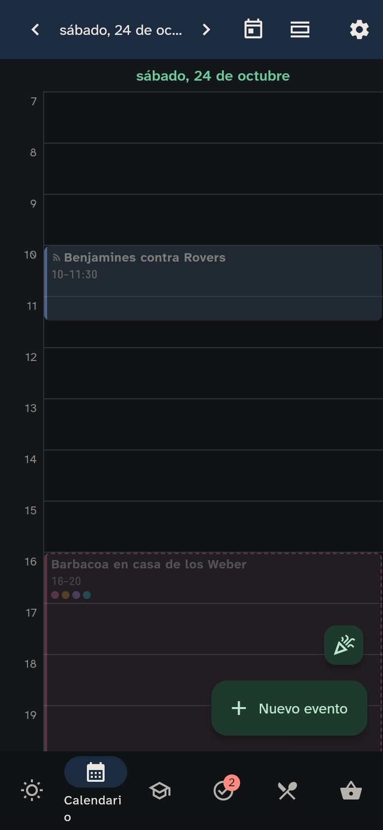 El calendario en el móvil y su selector de vista