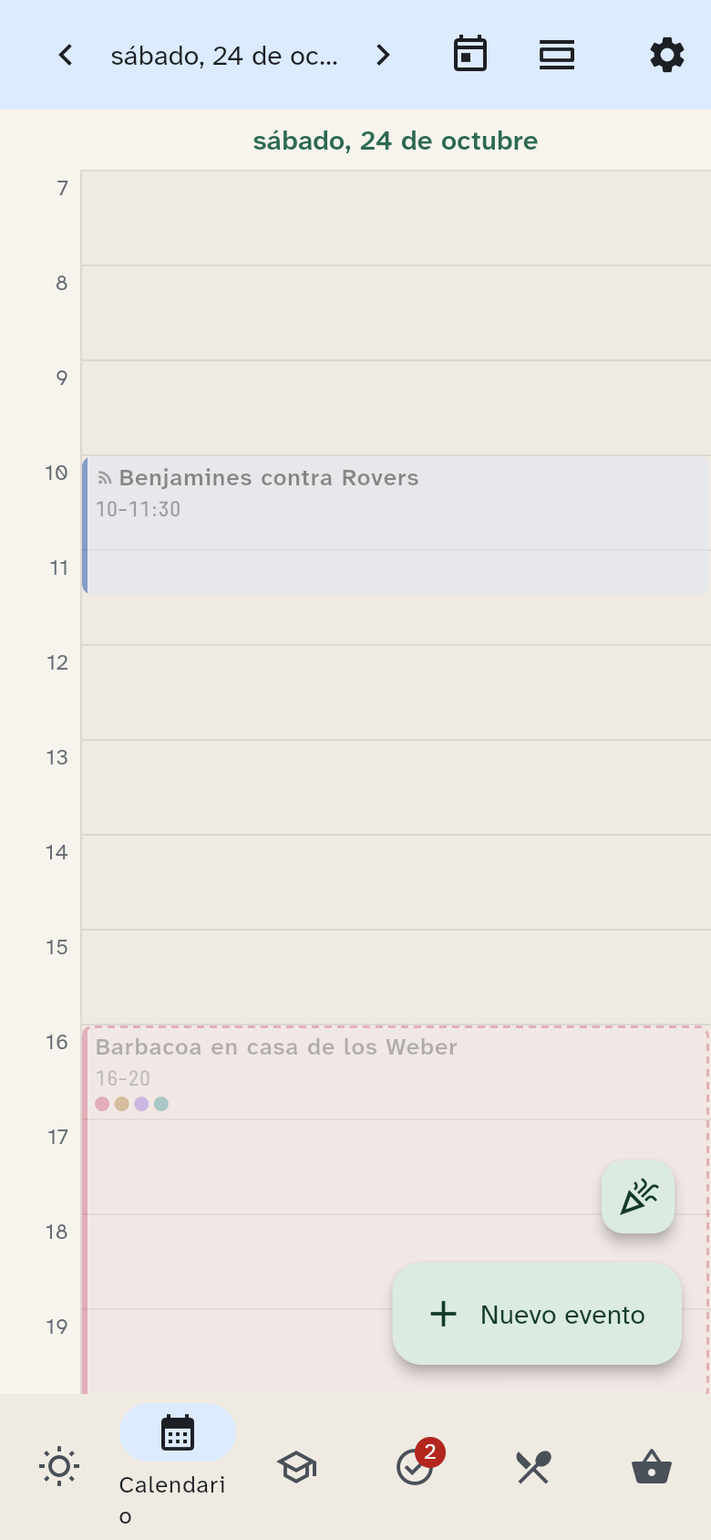 El calendario en el móvil y su selector de vista