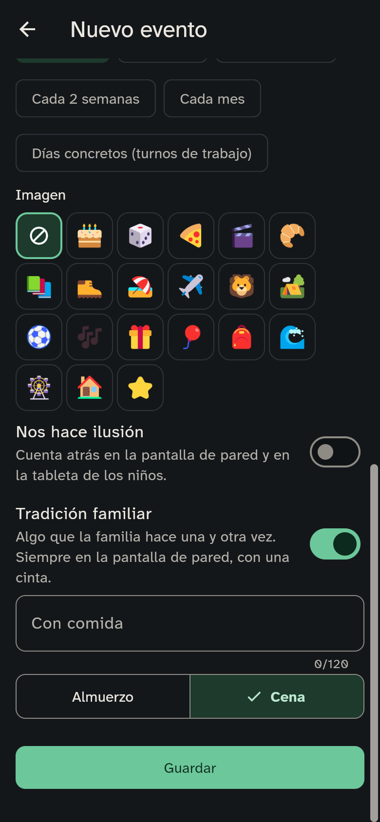 El final del editor de eventos con la imagen, Nos hace ilusión y una tradición familiar con comida