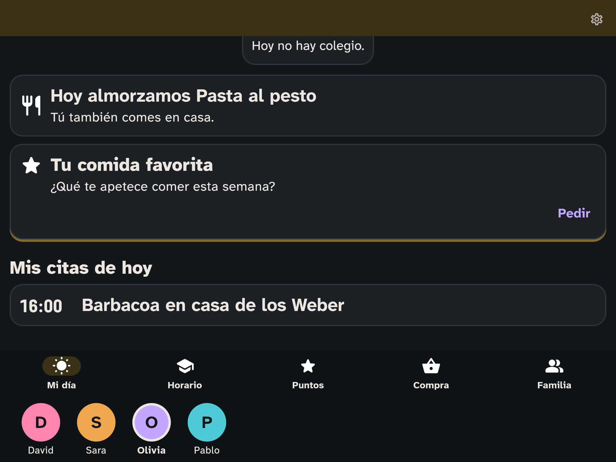 Mi día en la tableta infantil con la tarjeta Tu comida favorita