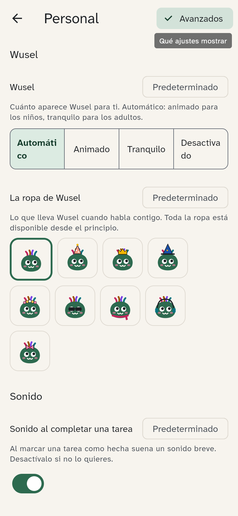 Personal con Wusel y la elección de la ropa de Wusel