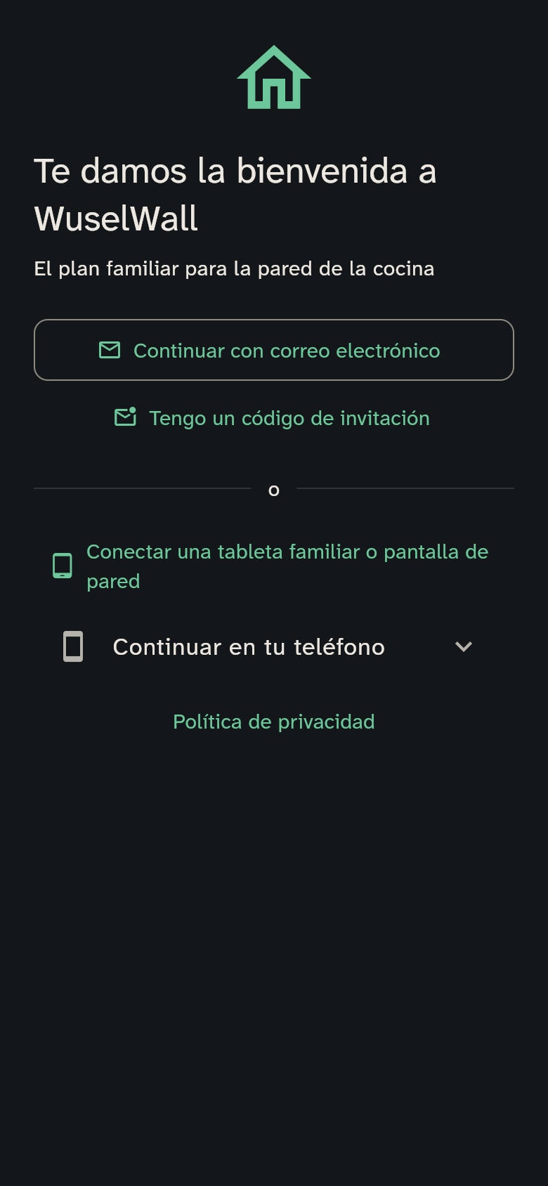 La pantalla inicial de WuselWall
