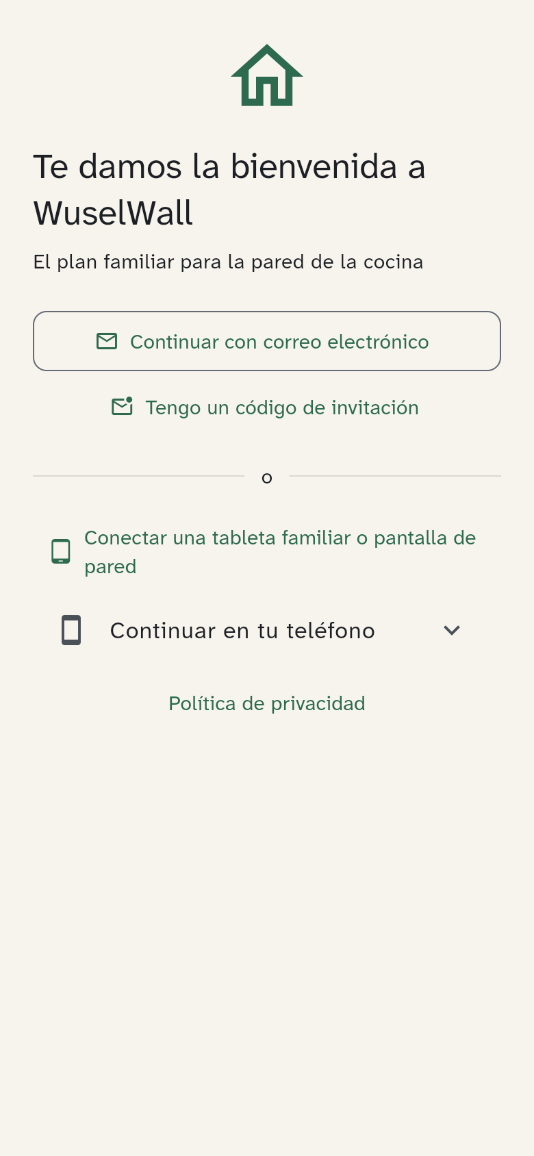 La pantalla inicial de WuselWall