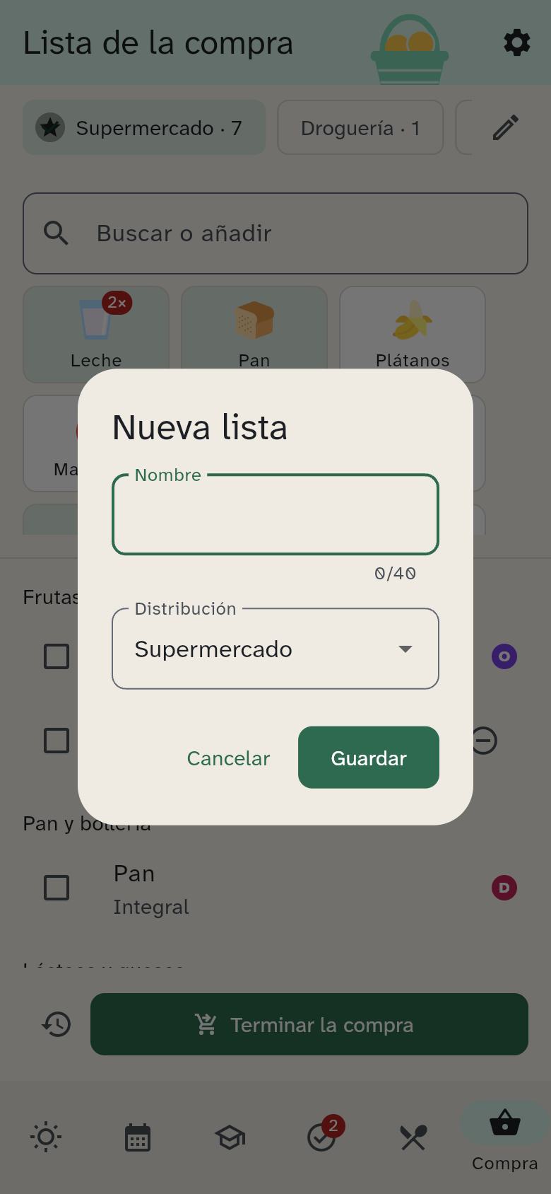 La creación de una lista