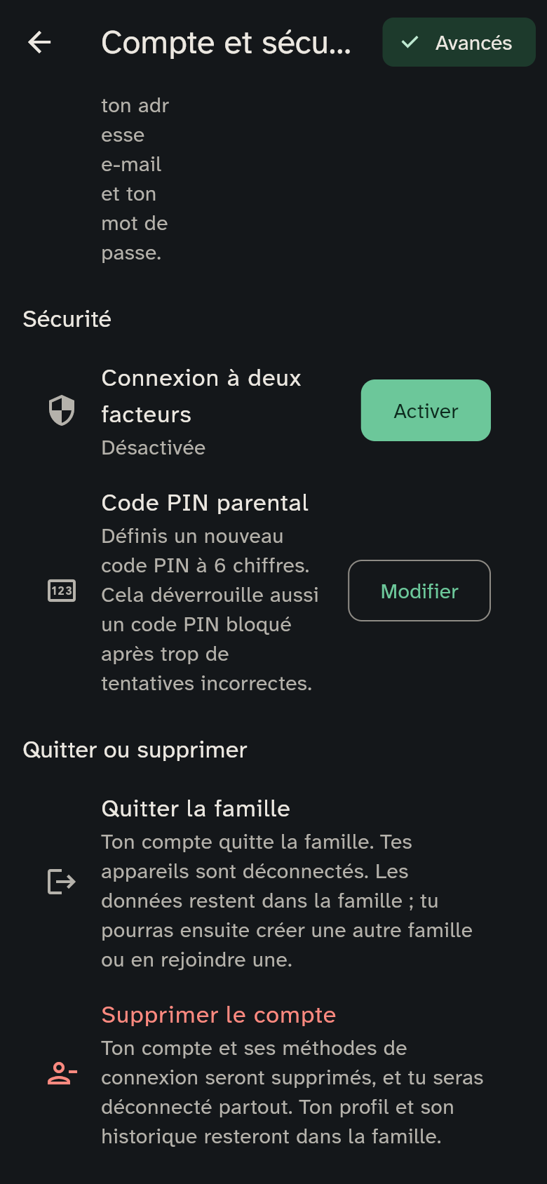 Les réglages de connexion et de mot de passe