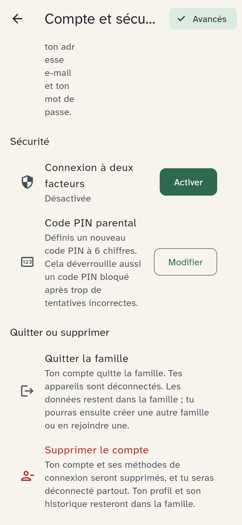 Les réglages de connexion et de mot de passe