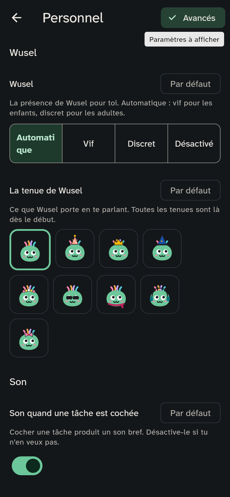 Personnel avec Wusel et le choix de sa tenue