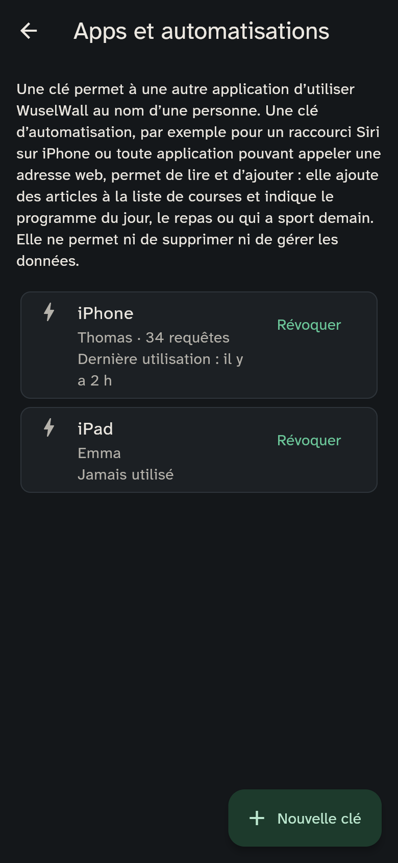Les clés d’automatisation dans les paramètres
