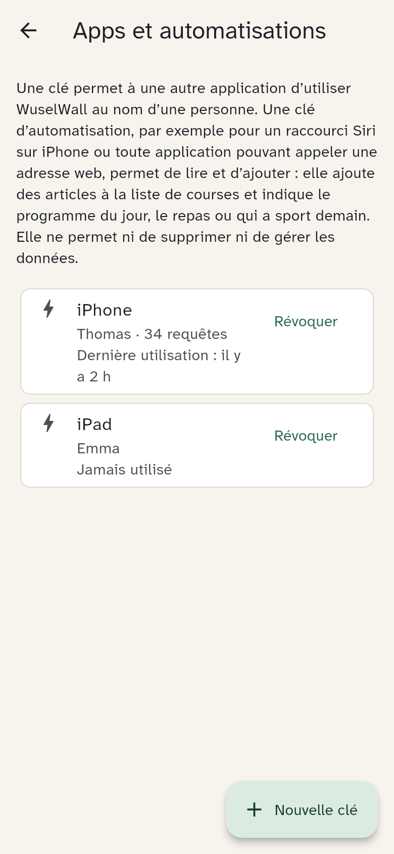 Les clés d’automatisation dans les paramètres