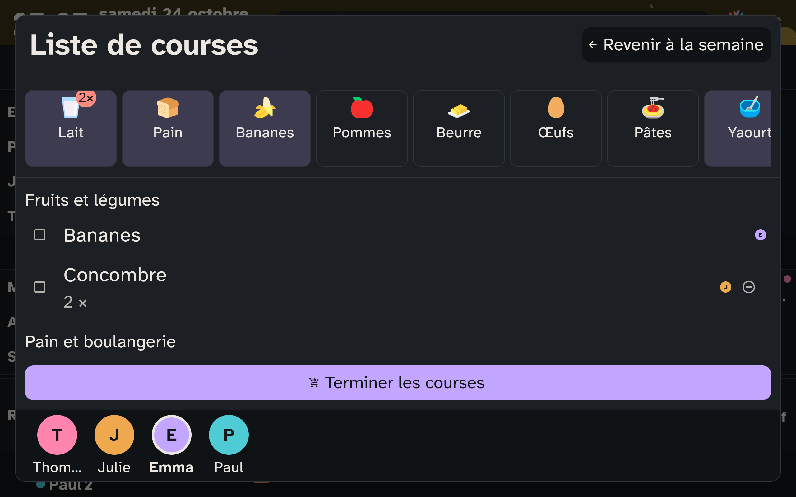 Les courses sur l’écran mural