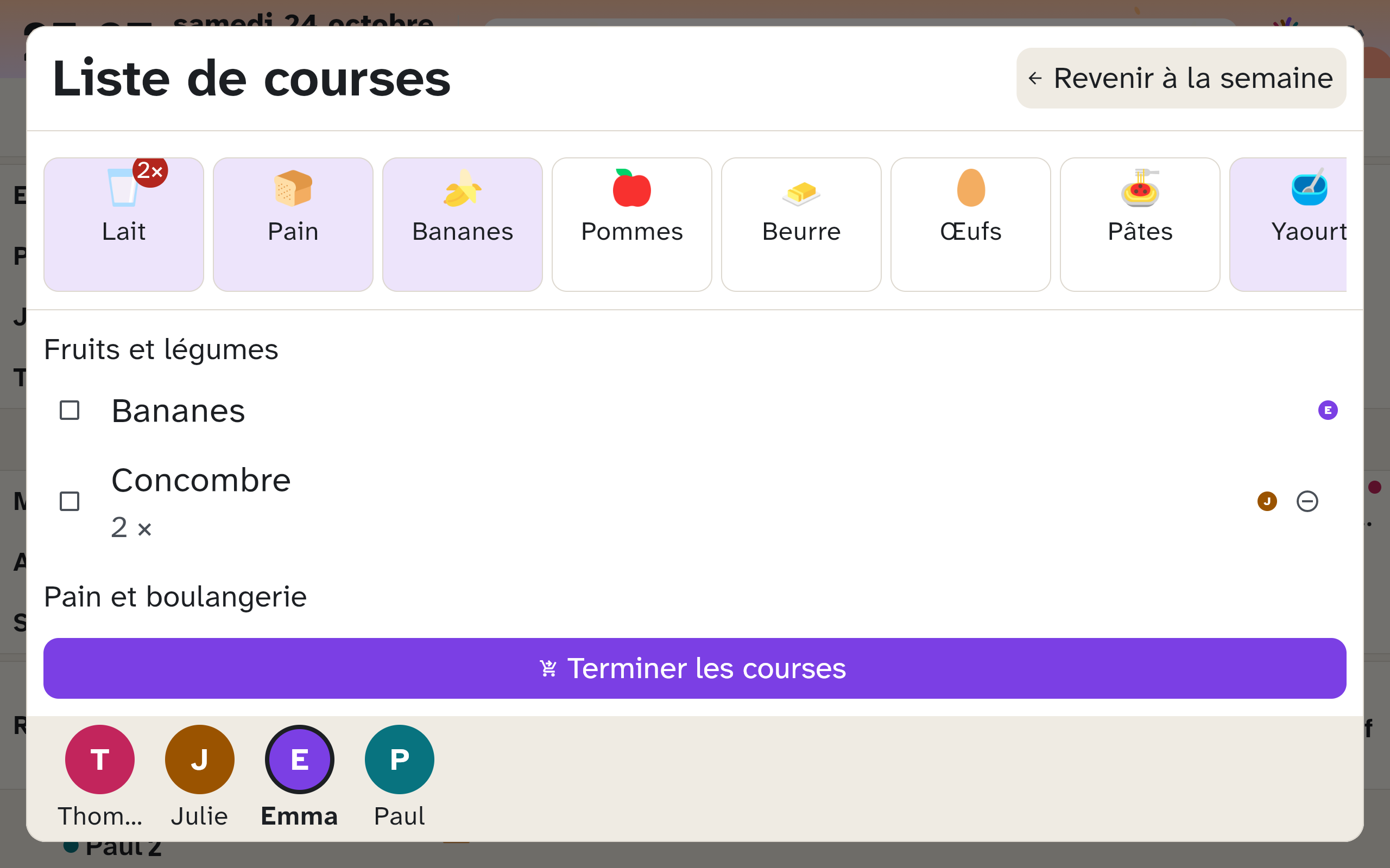 Les courses sur l’écran mural